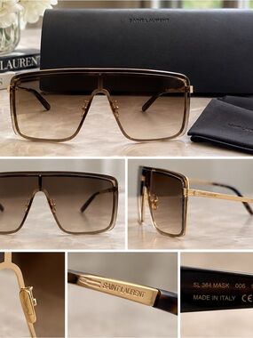 Saint Laurent SL 364 MASK, Gold/Brown Gradient, style 006, with the oversized 99